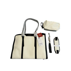 LOVEVOOK Laptop Bag Womens White Black Trim Detachable Strap Accessory Case NEW